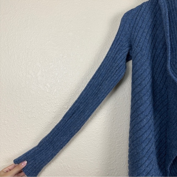 Alpaca International Baby Alpaca Long Sleeve Open Front Waterfall Cardigan Blue - Picture 3 of 9